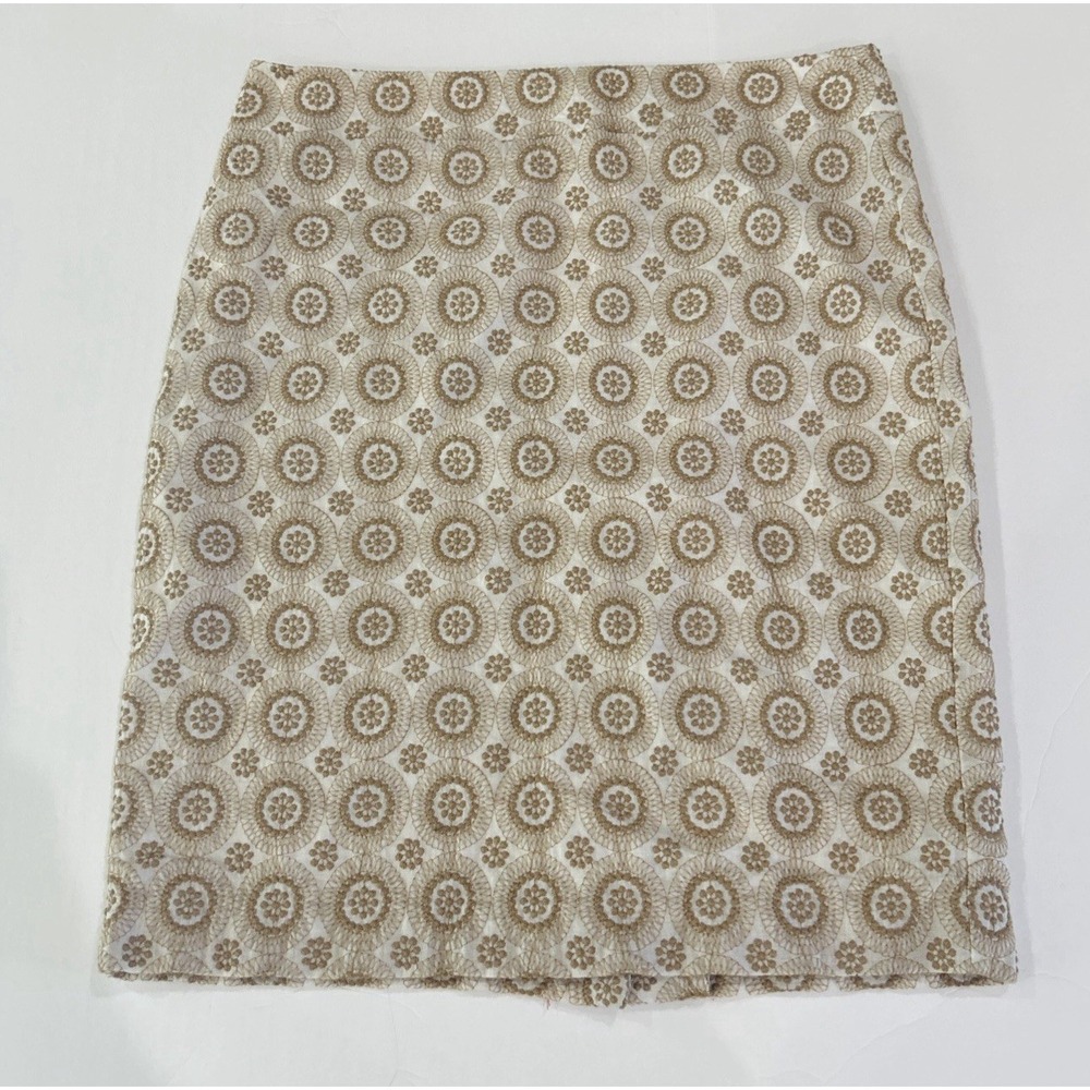 Ann Taylor Women's Crochet Embroidered Polka Dot Skirt Size 4 Neutral Natural